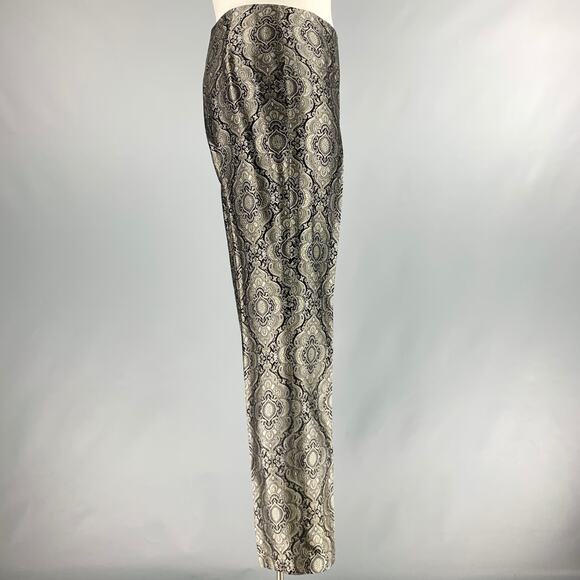 ETCETERA Size 10 Black Grey Acetate Paisley Straight Dress Pants - Picture 2 of 6